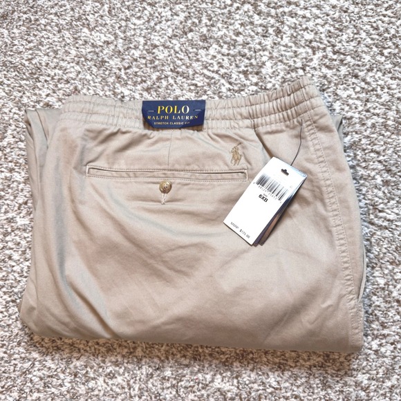 Polo Ralph Lauren Men 6XB Khaki Stretch‎ Classic Fit Casual Pants Drawstring New